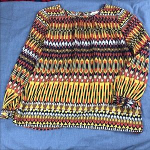 Veronica M yellow orange long sleeve flowy blouse